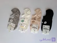 جوراب زیرقوزکی نخی زنانه پادوک پک ۴عددی طرح گلی