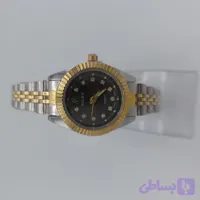 ساعت مچی زنانه طرح رولکس صفحه مشکی_ بند استیل دورنگ