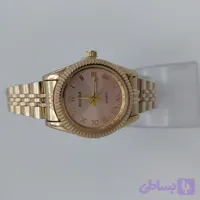 ساعت مچی زنانه رولکس (Rolex) رزگلد با صفحه صورتی | بند استیل رزگلد | کوارتز | شب‌نما