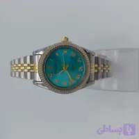ساعت زنانه طرح رولکس مدل کلاسیک دو رنگ صفحه آبی فیروزه ای