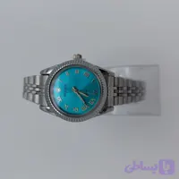 ساعت مچی زنانه طرح رولکس نقره‌ای صفحه آبی فیروزه‌ای | بند استیل | موتور کوارتز