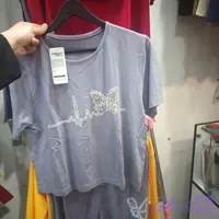 ست کراپ و شلوار طرح پروانه نگین‌کاری