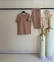 ست تیشرت شلوارک برمودا گلدوزی شده نخ پنبه درجه ۱