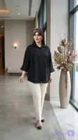شومیز ریزش دار مشکی سایز بزرگ تابستانه بهاره دوخت مزون