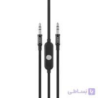 کابل AUX صدا میکروفن دار موکسوم مدل MOXOM AUX-41B مشکی طول 1 متر