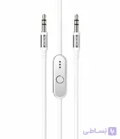 کابل صدا AUX میکروفن دار موکسوم مدل MOXOM AUX-41W سفید به طول 1 متر