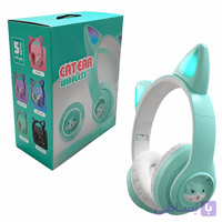 هدست بی سیم فانتزی طرح گربه مدل CAT EAR STN-28T سبز