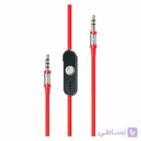 کابل صدا AUX میکروفن دار موکسوم مدل MOXOM AUX-41R قرمز به طول 1 متر