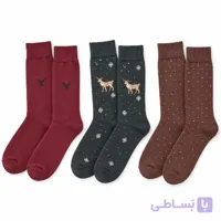 پک سه تایی جوراب ساق دار مردانه پنبه جنگل زاد PH1232