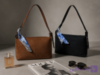 کیف دوشی زنانه جیر شیک با دستمال گردن | مدل Suede Fashion Bag