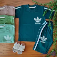 تیشرت شلوارک ادیداس  نواردوزی پنبه ای سایز ۴۰ تا ۵۵ دخترانه پسرانه کد ۷۸