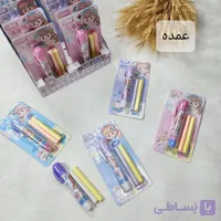 پاکن اتودی دخترانه سه رنگ (بنفش، صورتی، آبی) + ۲ پاکن یدک(عمده 3 تایی)