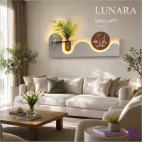 تابلو دیواری مدرن با گلدان شیشه‌ای و نور مخفی RGB به همراه کنترل از راه دور مدل "Lunara"