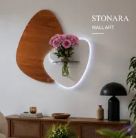 تابلو دیواری مدرن با گلدان شیشه‌ای و نور مخفی RGB به همراه کنترل از راه دور مدل “Stonara”