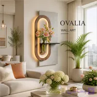 تابلو دیواری مدرن با گلدان شیشه‌ای و نور مخفی RGB به همراه کنترل از راه دور مدل “Ovalia”
