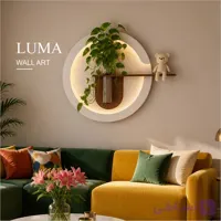 تابلو دیواری مدرن با گلدان شیشه ای و نورپردازی مخفی RGB (دارای ریموت کنترل) مدل "Luma"
