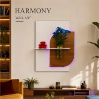 تابلو دیواری مدرن با گلدان شیشه‌ای و نور مخفی RGB به همراه کنترل از راه دور مدل “Harmony”