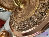 شکلات خوری قلم زنی مسی دسته طلایی