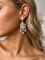 گوشواره جواهری ژوپینگ با آبکاری رادیوم