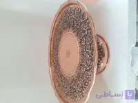 شیرینی خوری تک پایه مسی با طرح گل رز