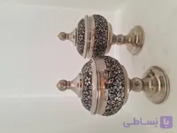 قندان مسی تک پایه طرح گل رز