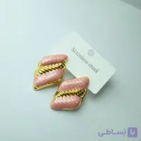 گوشواره میناکاری صورتی طلایی