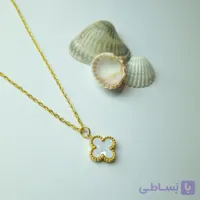 گردنبند ونکلیف سفید طلایی تک گل استیل