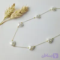 گردنبند مرواریدقلبی با زنجیر استیل طلایی - فیانا شاپ