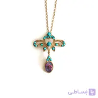 گردنبند فیروزه و اپال نقره