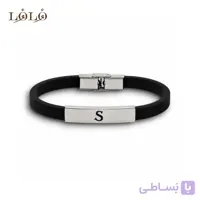 دستبند چرم مکعب مستطیل نقره