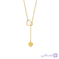 گردنبند دو قلب حرف N نقره