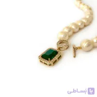 گردنبند قفل تی و مروارید نقره