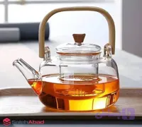قوری پیرکس دسته چوب فیلتر دار