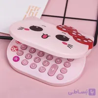 ماشین حساب لپ تاپی کیتی تکرنگ صورتی باطری خور