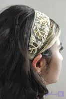 هدبند سوزن دوزی کرم طلایی ✨️🌼