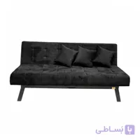 مبل تخت‌خواب‌شو سه نفره با روکش پارچه و پایه فلز مبل تخت خوابشو اورنگ مدل هیدن بدون دسته به همراه 3 کوسن