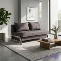 مبل تخت‌خواب‌شو دو نفره با روکش پارچه و پایه پلاستیک مدل سوفیا به همراه 2 کوسن