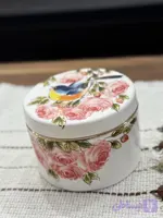 شکلات‌خوری سرامیکی دست‌ساز قطر ۱۶ سانتی‌متر مدل رزا، نقاشی شده با دست و مزین به لاستر طلا