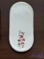شیرینی خوری بیضی سرامیکی دست ساز با لاستر طلا