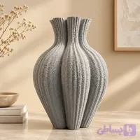 گلدان دکوراتیو پلی استر مدل غنچه شیاردار (طرح چندوجهی صخره‌ای) ارسال رایگان