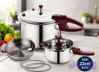 زودپز دوقلو یونیک پالاس 22 سانتی استیل 18/10 - حجم 5+7 لیتر(ارسال رایگان)