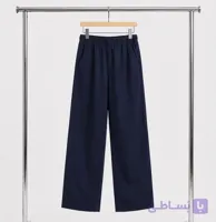 شلوار لينن دور كش رنگ مشكى دخترانه
