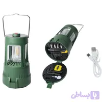 چراغ کمپینگ شارژی خورشیدی مدل HW-7759W با جعبه ابزار داخلی