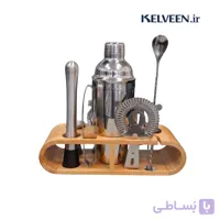 ست بار سرد 14 تکه استیل با استند چوب