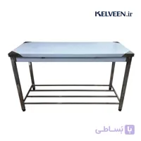 میز کار استیل صنعتی دو طبقه (۱۲۰، ۱۵۰ و ۱۹۰ سانت)