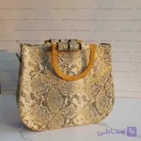 کیف دوشی قایقی پوست ماری طلا کوب دست دوز