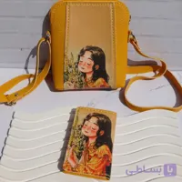 ست کیف پول رودوشی و کیف پول دختر گل‌فروش چرم دست دوز