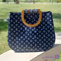 کیف دسته چوبی لویی ویتون سرمه ای چرم