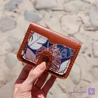 کیف کارت برگ انجیری عسلی دست دوز