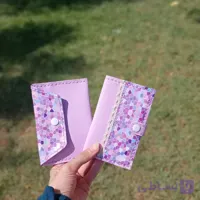 ست کیف پول جیبی و کیف دستمال کاغذی بنفش الماسی دست دوز
